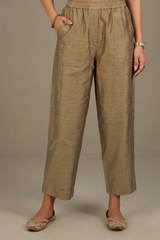 Comfort fit pants - Beige Silk slub