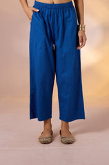 Comfort Fit Pants - Dark blue Cotton