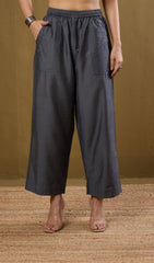 Comfort fit cotton pants - silk dark grey