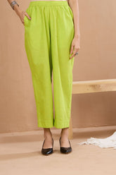 comfort fit ankle length narrow pants - lime green