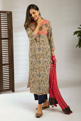 chiffon dupatta - peach pink & border