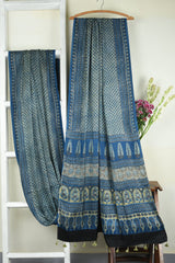 ajrakh modal silk sarees - mughal garden & indigo treasures
