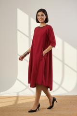 Cherry & Gold Mist Side Bias Shift Dress
