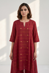 Auburn and Royal Threads Asymmetrical Hemline Kurta