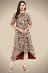 ASYMMETRICAL DRESS IN MINI PLEATED ROUND NECK- Terracotta and collar