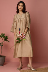 chanderi kimono kaftan dress - Golden Glow & Maroon Accents