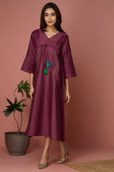 chanderi kimono kaftan dress - Regal & Purple Opulence