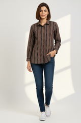 Forest Mosaic Cotton Button Down Shirt