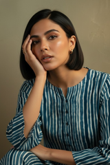 Co-ord Set Indigo & Salt Stripes Kurta & Pants