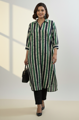 Jade Bands Cotton Collar Box Pleat Kurta
