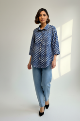 Blue Meadow Handblock Printed Everyday Cotton Shirt