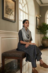 Co-ord Set Slate Triangle Weave Cotton Side Button Adjustable Slit Kurta & Pants