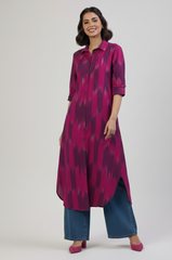 Amethyst Rose Long Cotton Shirt Dress