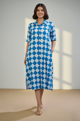 Arctic Diamond Cotton Long Shirt Dress