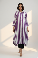 Lavender Line Long Cotton Shirt Dress