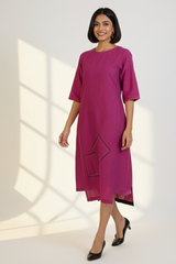 Magenta Melody Side Bias Shift Dress