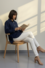 Indigo Drift Cotton Button Down Shirt