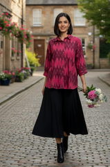 Berry Zigzag Ikat Everyday Cotton Shirt