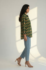 Golden Moss Cotton Button Down Shirt