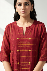 Auburn and Royal Threads Asymmetrical Hemline Kurta