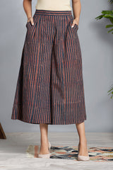 box pleated culotte - indigo madder lines