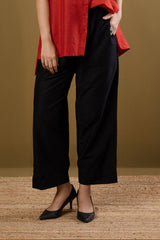 Comfort fit pants - Black Silk Slub