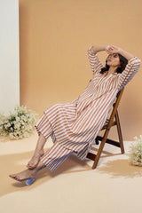 Co-ord Set Cocoa Trace Collar Box Pleat Kurta & Pants