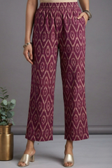Comfort fit pants - Plum Ikat Cotton
