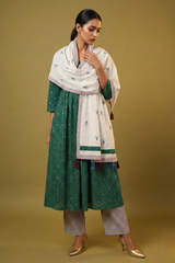 Emerald Pin Bloom Cotton Kurta With Pintuck