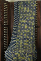handcrafted reversible mashroo double quilt with filler - midnight nostalgia & lotus pond