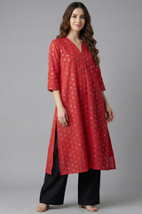 Front Zipper Dress Cosmic Red & Silver