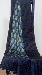 handcrafted mashroo single quilt with filler - indigo & asopalav