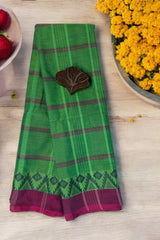 chettinad cotton saree - Green Canopy & Purple border