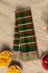 chettinad cotton saree - Green Multi Checks & Border