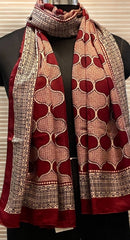 exquisite bagh silk stole vintage motif & madder hues