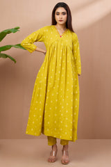 Coord v neck gather anarkali - blush sunshine