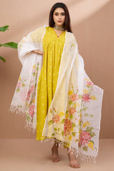 Coord v neck gather anarkali - blush sunshine
