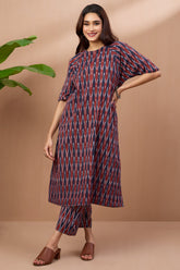 co-ord set drop shoulder tunic & pants - burgundy chevron