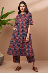 co-ord set drop shoulder tunic & pants - burgundy chevron