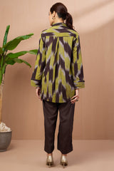 Coord Set Cinnamon & Gold High Low Hem Cotton Shirt and Pants