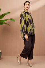 Coord Set Cinnamon & Gold High Low Hem Cotton Shirt and Pants