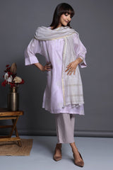 leisure chanderi silk kalidar tunic - blushing rose & silvery blooms