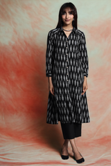 long shirt dress with front buttons - obsidian silver & constellations