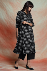 long shirt dress with front buttons - obsidian silver & constellations
