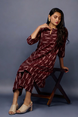 a-line kurta co-ord set - Maroon Muse & Stardust