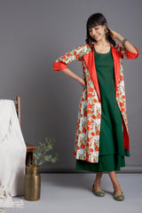 front lapel jacket - morning glory & tangerine blooms