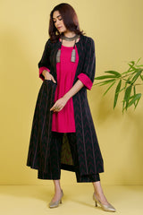 co-ord set front open black jacket with pants & top noir pink