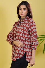 button down bagh red carmine leaves