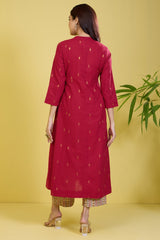 high collar pink button down anarkali guilded rose