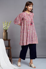 boho loose sleeve top - carnation bloom & pink sorbet